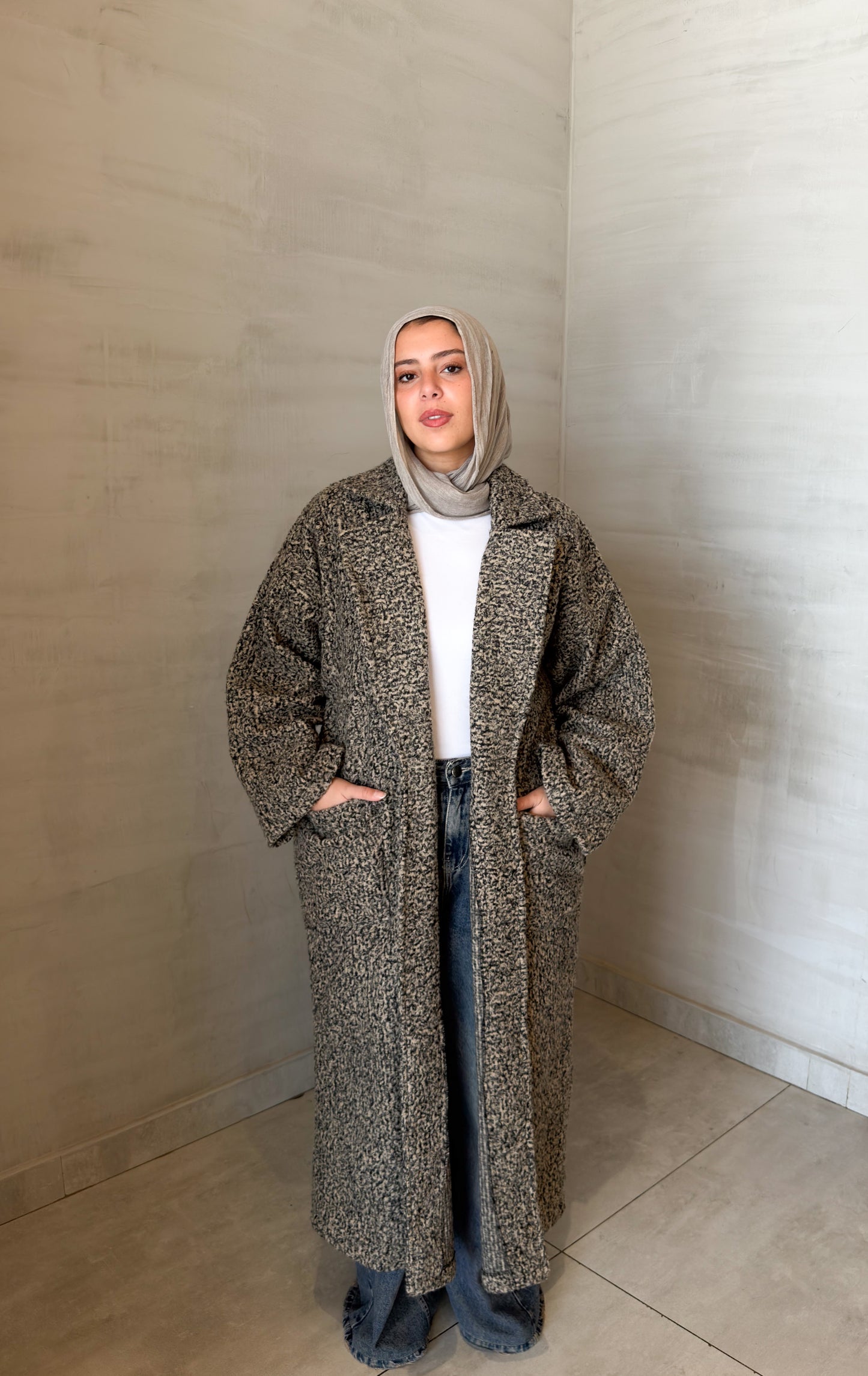 Fluffy Wrap Coat in Coffee Cream